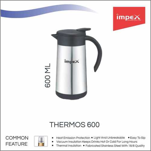 Impex THERMOS-600 Thermosteel Vacuum Flask (600 ml,Silver)