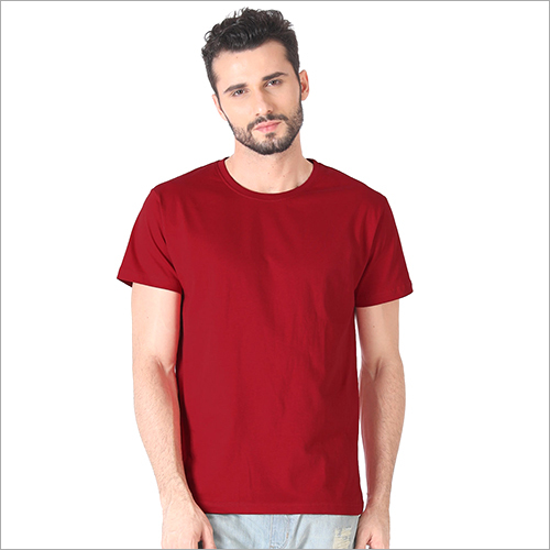 Mens Round Neck Red T-Shirt