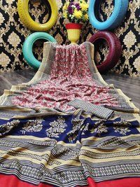 Linen Sarees With Kalamkari Prints