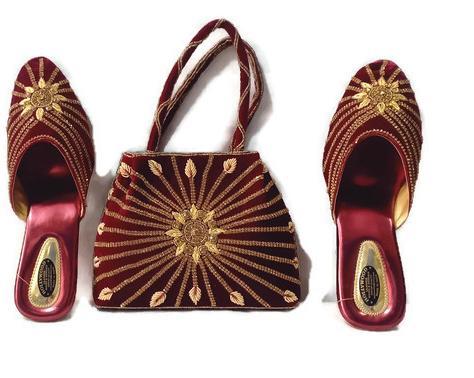 Velvet Handbags And Shoes By UNIQUE FASHIONS STORE