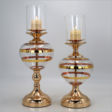 Metal Glass With Brass Candle Stand