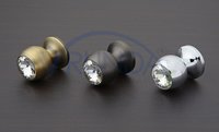Brass Cabinet Knobs - Polished Brass Finish, 1.5 Inches | Swarovski Crystal Accents, Screw-on Mounting, Includes 2 Knobs & Screws