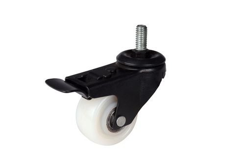 White Nylon Puff Single Castor Wheel with Double Break