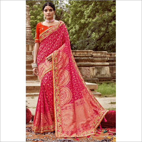 Pink And Golden (Also Avaiable In Different Color) Silk Bridal Saree