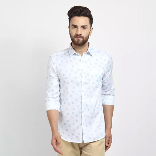 Quick Dry Cape Canary White Casual Printed Shirt