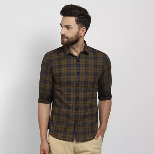 Cape Canary Brown Casual Checkered Shirt