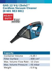 Cordless Vacuum Cleaner - 0.35l Container Volume, 408cm² Filter Surface | 0.9kg Lightweight, 15l/sec Flow Rate, Up To 30 Minutes Runtime