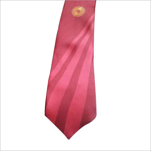 Mens Uniform Tie - Full Length, Pink Polyester with Embroidered Pattern | Soft Texture, Tear-Resistant, Suitable for All Seasons, Unisex Style