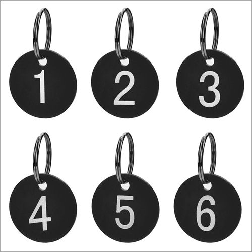 Black Numbered Acrylic Tags With Keyring