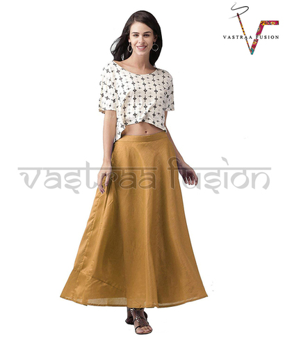 LADIES DESIGNER CHANDERI SKIRTS - Cotton Blended Jute, Sizes 36 to 50 Inches, Available in 25 Plain Colors, Regular Fit for Casual & Festive Occasions