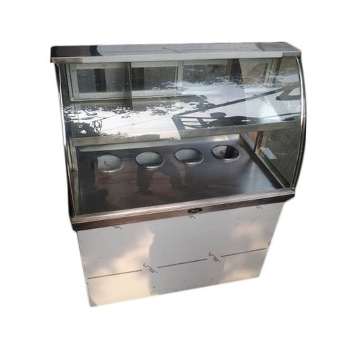 Golgappa Counter - Stainless Steel, Glass and Metal Design | Polished Surface Finish and Elegant Presentation
