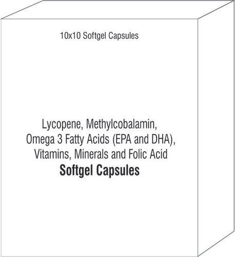 Lycopene Methylcobalamin Omega 3 Fatty Acids (Epa And Dha) Vitamins Minerals And Folic Acid Softgel