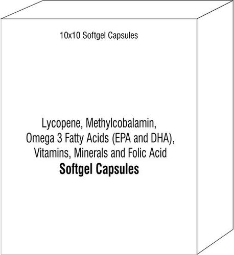 Lycopene Methylcobalamin Omega 3 Fatty Acids (EPA and DHA) Vitamins Minerals and Folic Acid Softgel