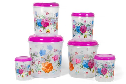 Fower Print Plastic Container Set