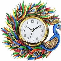 Wall Wooden Clock - Wooden, 12x12 Inch, Multicolor | Vintage Hand-painted Design, Easy To Clean, Exquisite Home Decoration