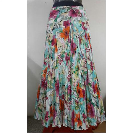 Cotton Printed & Yarn Dyed Crinkle Skirt