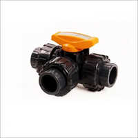Abs 3 Way Ball Valve - Asme Standard, Round Threaded Design | Durable Abs Material, Efficient Fluid Control