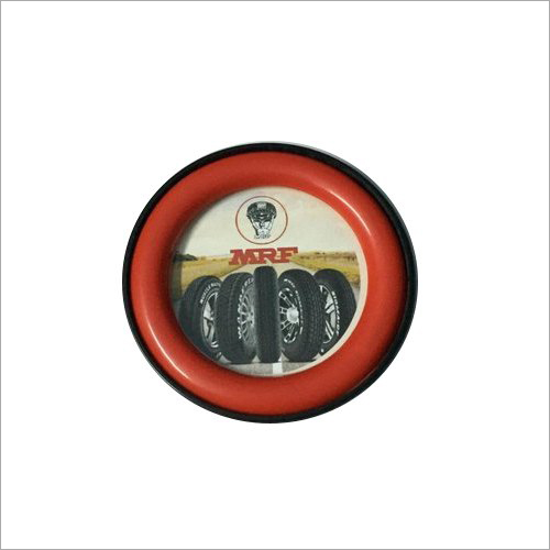 Round Plastic Paper Weight - 100 g, Printed Red Design | Round Shape, Plastic Material, Ideal for Promotional Use