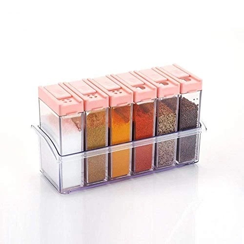Transparent 122 Plastic Spice Jars (6 Pcs 14X22X8Cm Multicolour)