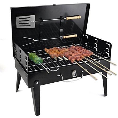 125 Stainless Steel Briefcase Style Barbecue Grill Toaster (Medium Black)