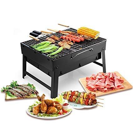 Black 126 Folding Barbeque Charcoal Grill Oven (Black Carbon Steel)