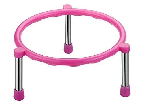 628 Stainless Steel Single Ring Matka Stand - Plastic/Steel, 30 kg Weight Capacity, Pink | Lightweight, Multipurpose Pot Stand for Home & Garden