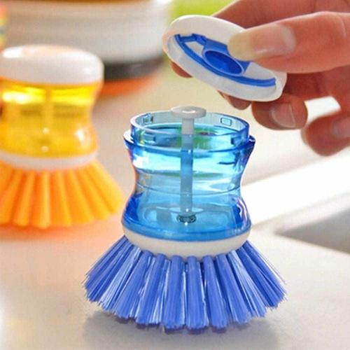 159 Plastic Wash Basin Brush Cleaner with Liquid Soap Dispenser - Plastic, Standard Size, Blue | Self-Dispensing with Soap Reservoir, Saves 60% Soap