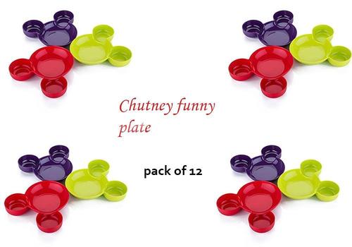 Multicolor 863 Unbreakable Mickey Shaped Kids Snack Serving Sectioned Plates (Assorted Colors) (Pack Of 1)