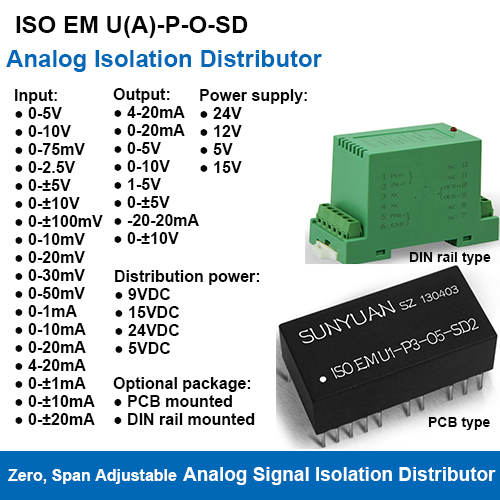 ISOEM U(A)-P-O-SD Span Zero And Gain Adjustable Analog Signal Isolation Distributors