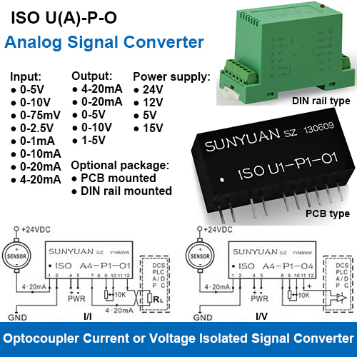 Iso U(A)-p-o Optocoupler Current Or Voltage Signal Converters