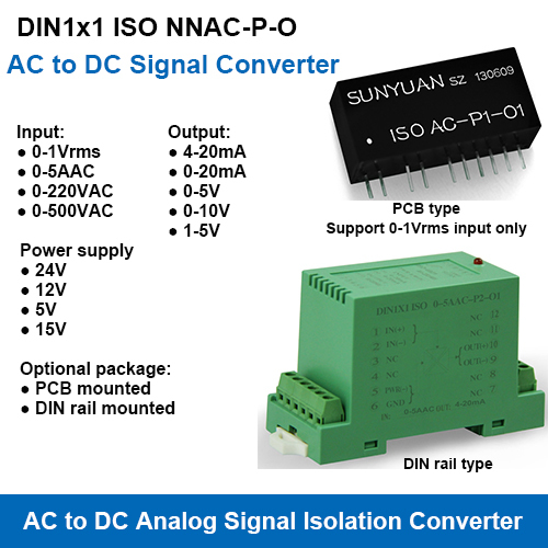 DIN1x1 ISO NNAC-P-O AC Signal to DC Standard Signal Converters