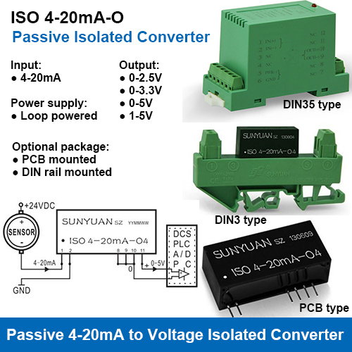 Two Wire Loop Powered 4-20ma To Voltage Signal Converters