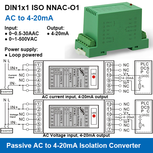 Two Wire Loop Powered Ac To 4-20Ma Signal Converters Input: 0~0.5-30Aac