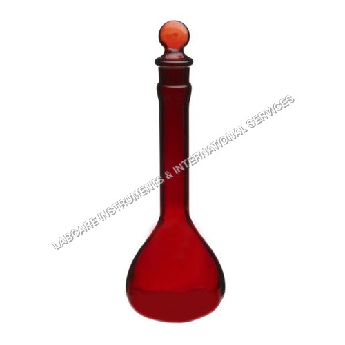 Volumetric flask with hollow stoppers amber color