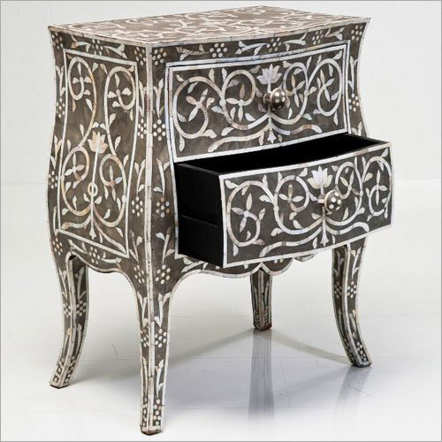 Antique Bone Inlay Bedside Table