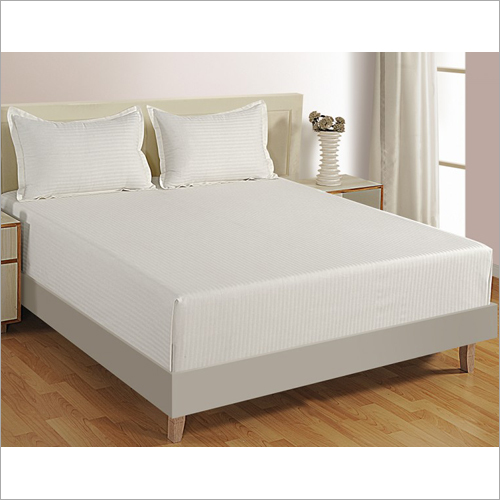 100% Cotton White Satin Stripes Bed Sheet