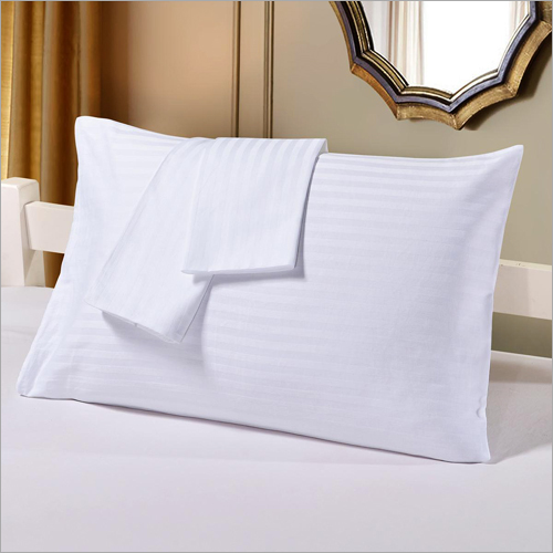 Hotel White Satin Stripes Pillow Cover Length: 14 Inch (In)