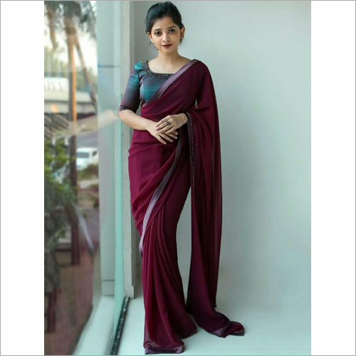 Rainy Plain Chiffon Saree