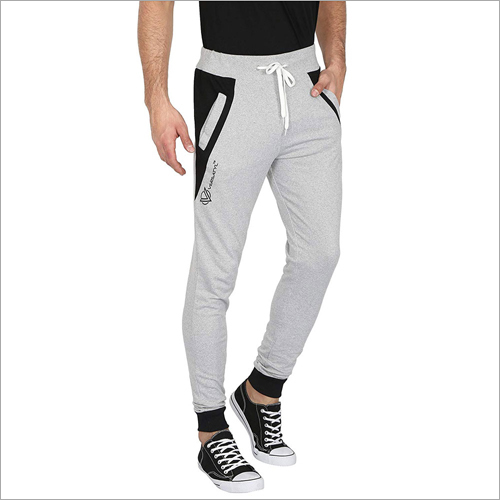 Grey And Black Mens Cotton Joggers