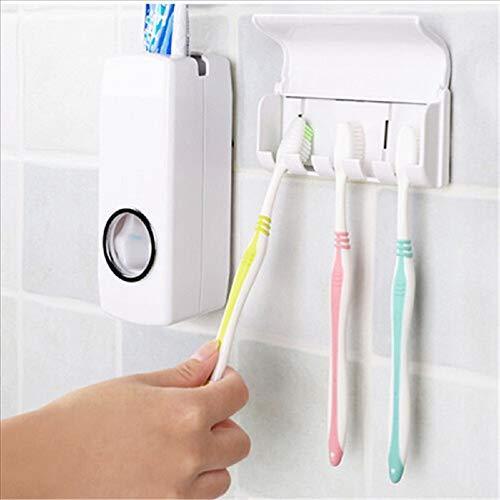 White 174 Toothpaste Dispenser And Tooth Brush Holder