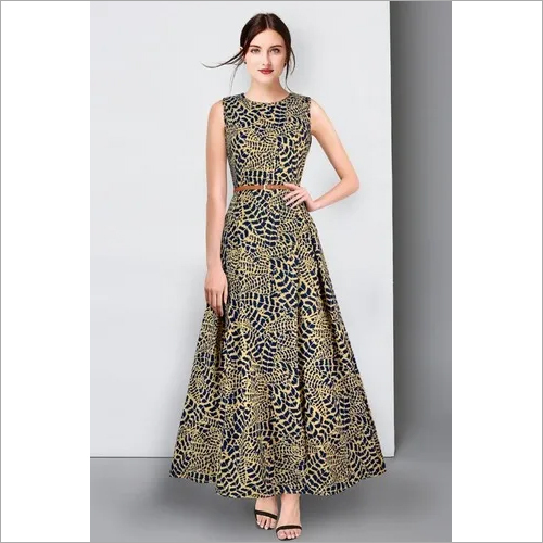 Multicolor Printed Silk Western Dress