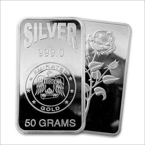 Silver Bar - 300 mm x 50 Grams | 999% Pure Double-Sided Bullion, Elegant Polished Finish