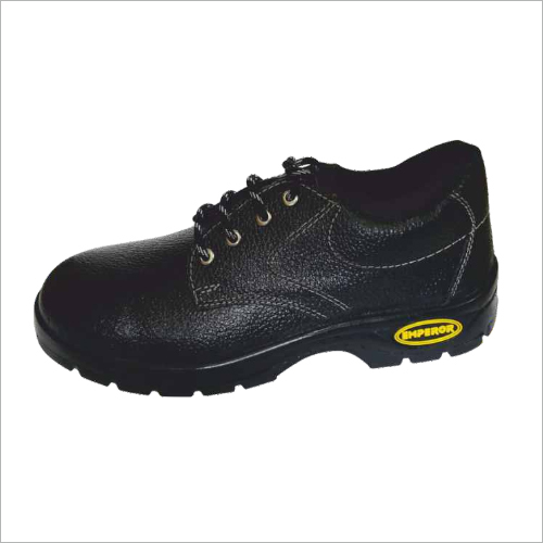 Black Genuine Single Density PU Safety Shoes