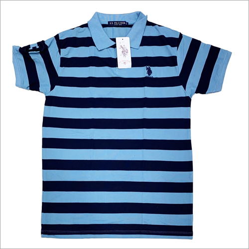 Mens Striped Polo T-Shirt - Cotton Fabric Short Sleeves Striped Pattern | Boy's Casual Wear with Classic Polo Collar