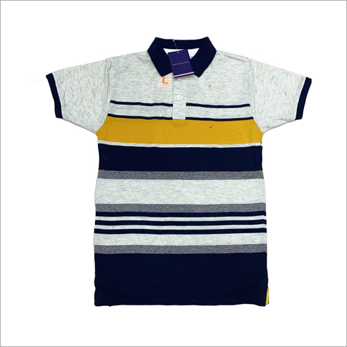 Men's Trendy Polo T-Shirt - Cotton Fabric, Sizes S to XXL | Striped Pattern, Short Sleeve Design