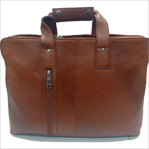 Office Leather Laptop Bag - Genuine Leather, 14x16 Inch Dimensions, Brown Color | Zipper Closure for Secure Storage