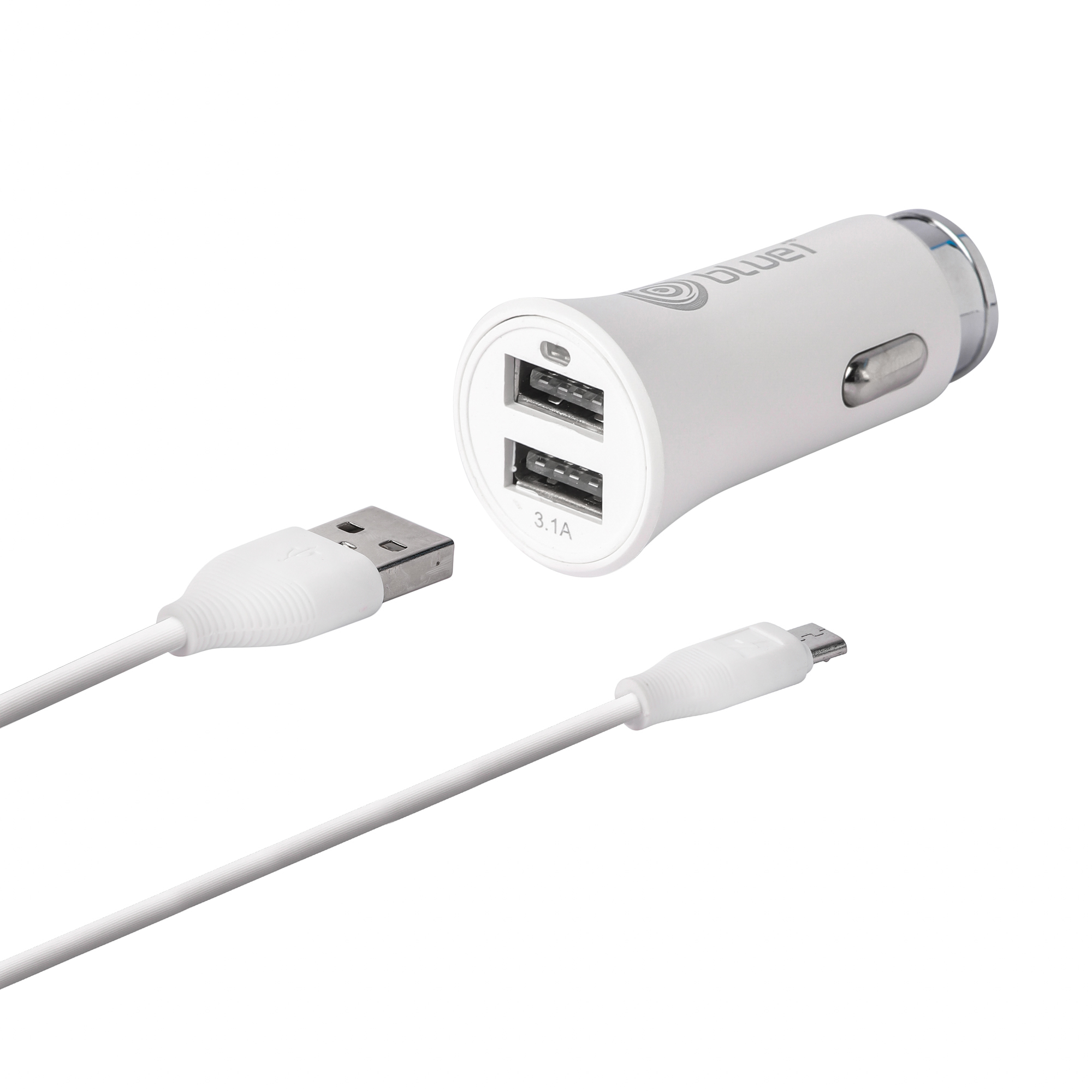Bluei CC - 10 3.1Amp, Dual USB Port with Micro Cable Fast Car Charger