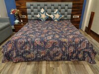 Cotton Kantha Allover Printed Bed Cover - Color: Assorted