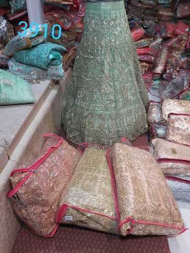 Lehenga - Silk 50 Inches Length Waist 30 Inches | Green Color Hand-Stitched Embroidery Elegant Design Comfortable Fit Intricate Detailing Wedding-Ready