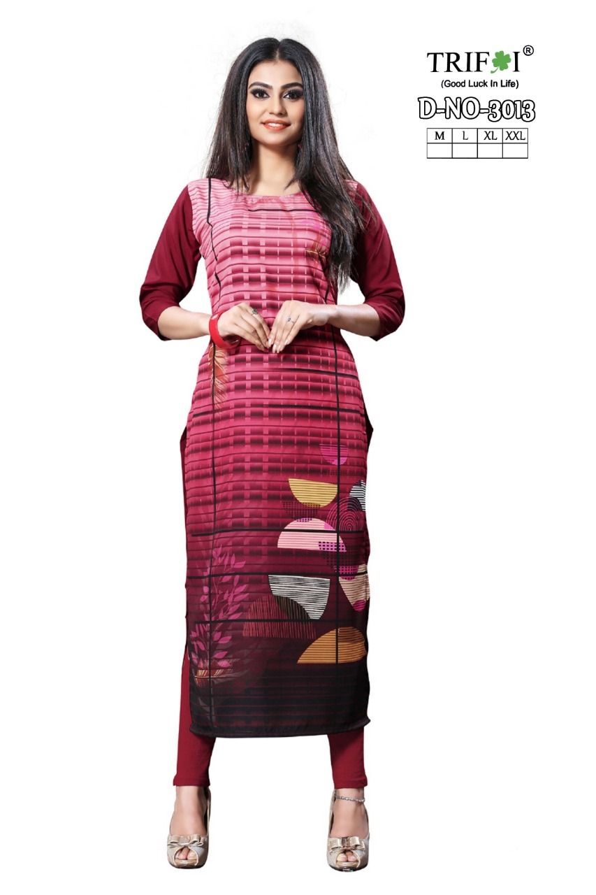 Trifoi Crepe Kurtis with Bill